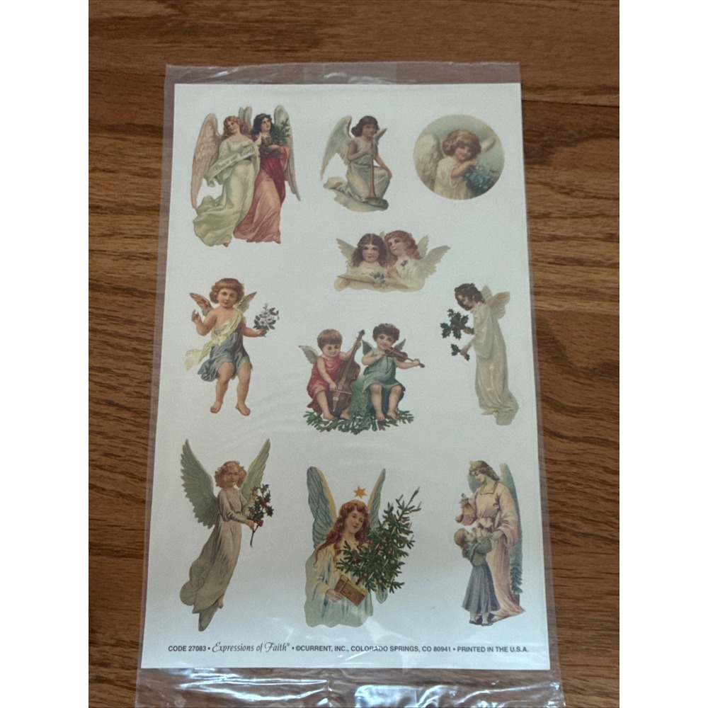 Vintage Expressions of Faith Angel Sticker Sheet Current Inc Victorian Cherubs